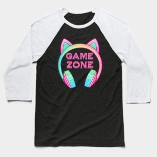 Game Zone Cat Ear Headphones - Girl Gamer Baseball T-Shirt